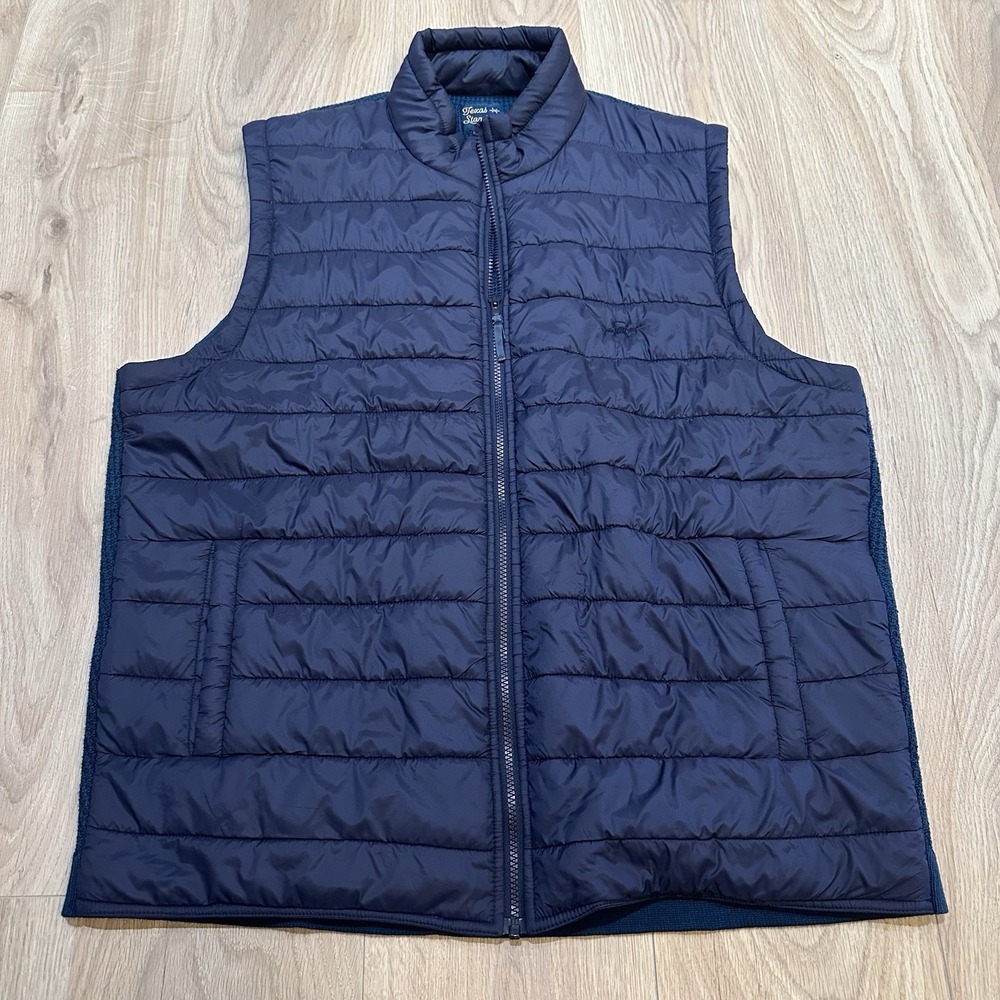 Texas‎ Standard Vest Mens 3XL Full Zip Puffer Blue Knit Hybrid Outdoors